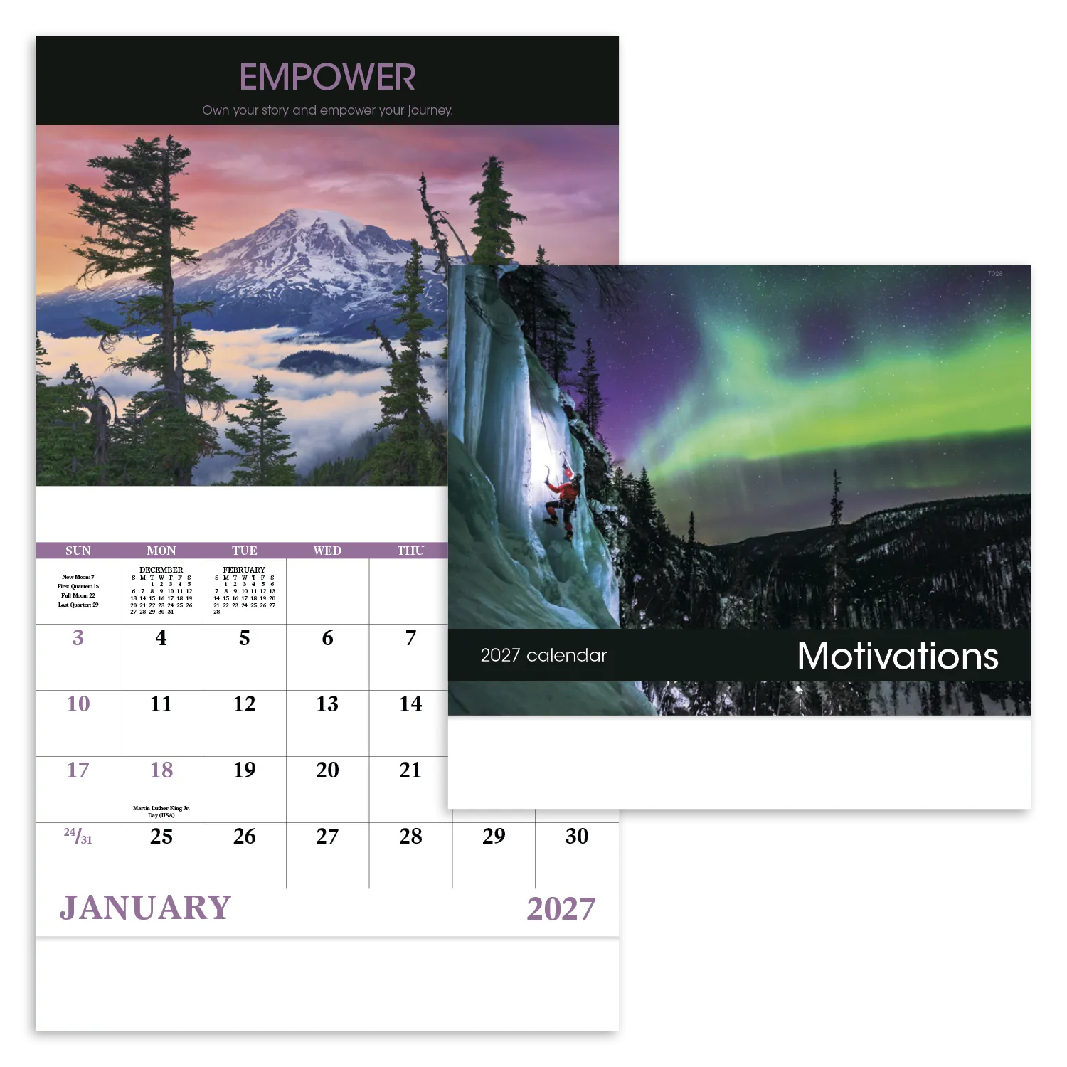 Motivational Wall Calendar Stapled FSC Gloss Paper - 19 x 11 in - product view 20