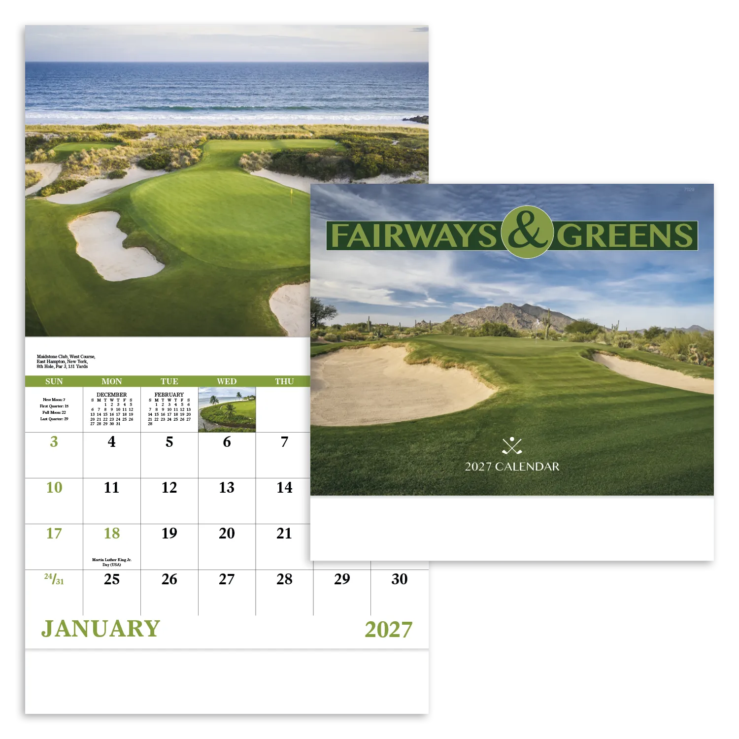 Golf Course Wall Calendar Stapled FSC Gloss Paper - 19 x 11 in - product view 20