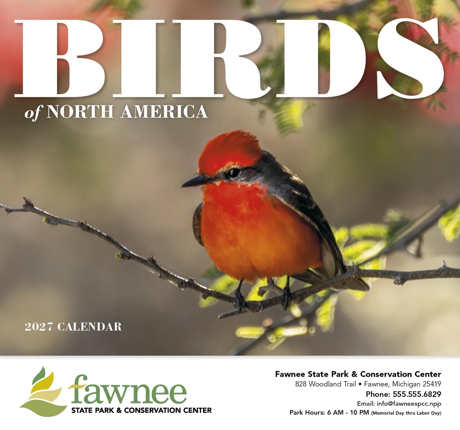 Birds of North America Wall Calendar Stapled FSC Paper - 19 x 11 in - product view 2