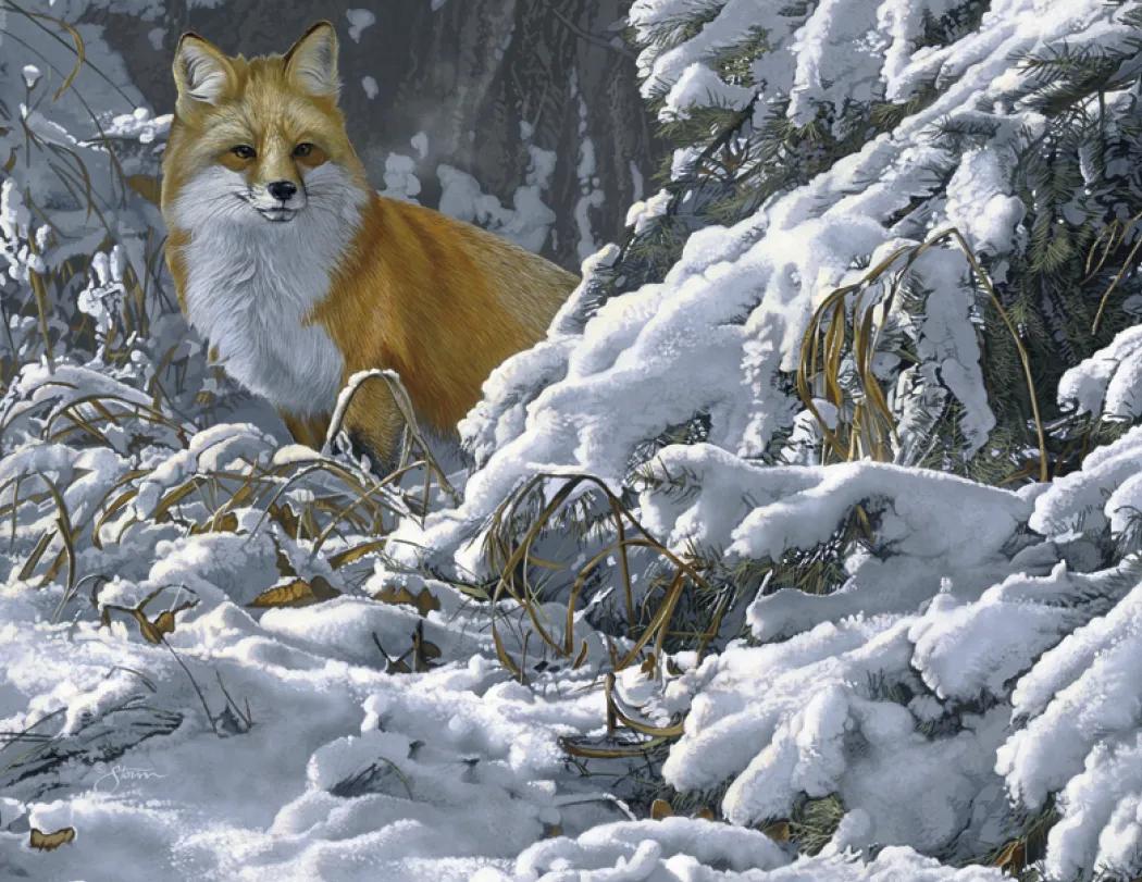 Wildlife Canvas Art Wall Calendar Stapled FSC Paper - 19 x 11 in - product view 6