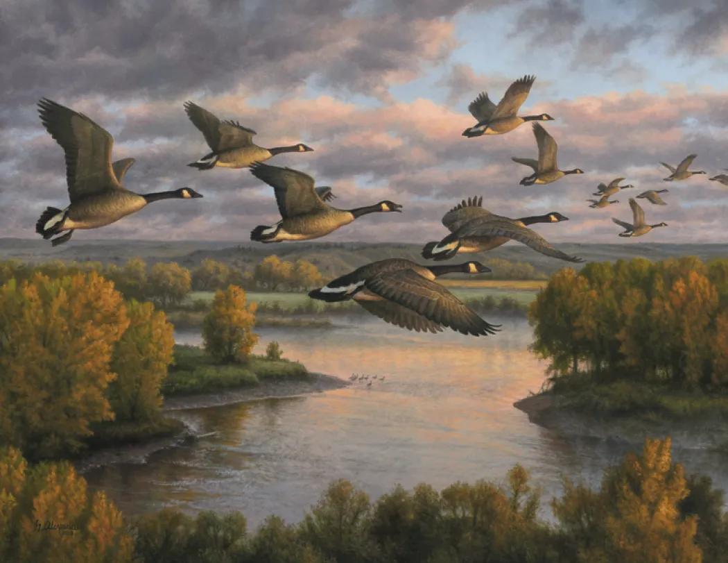 Wildlife Canvas Art Wall Calendar Stapled FSC Paper - 19 x 11 in - product view 15