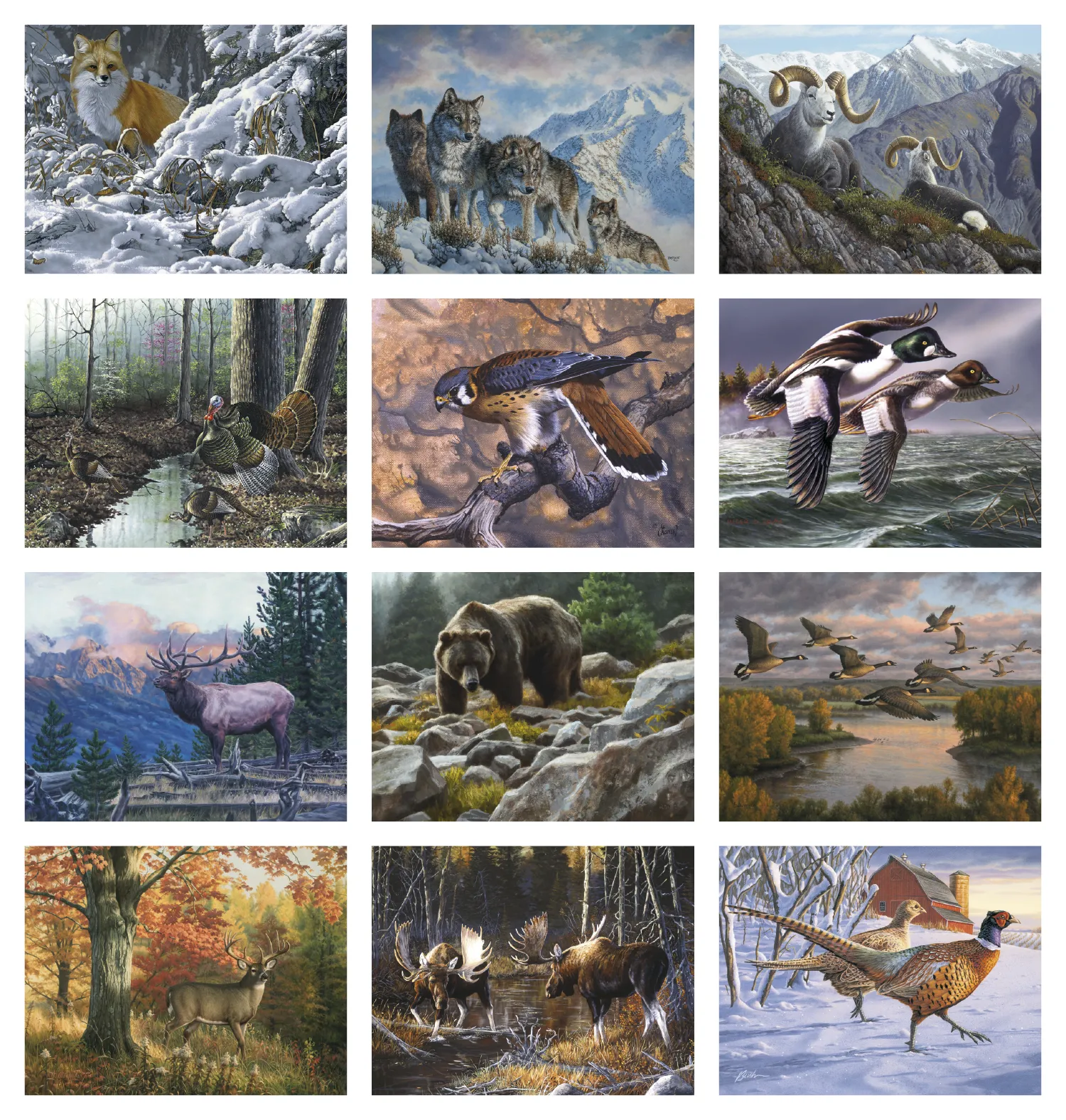 Wildlife Canvas Art Wall Calendar Stapled FSC Paper - 19 x 11 in - product view 21