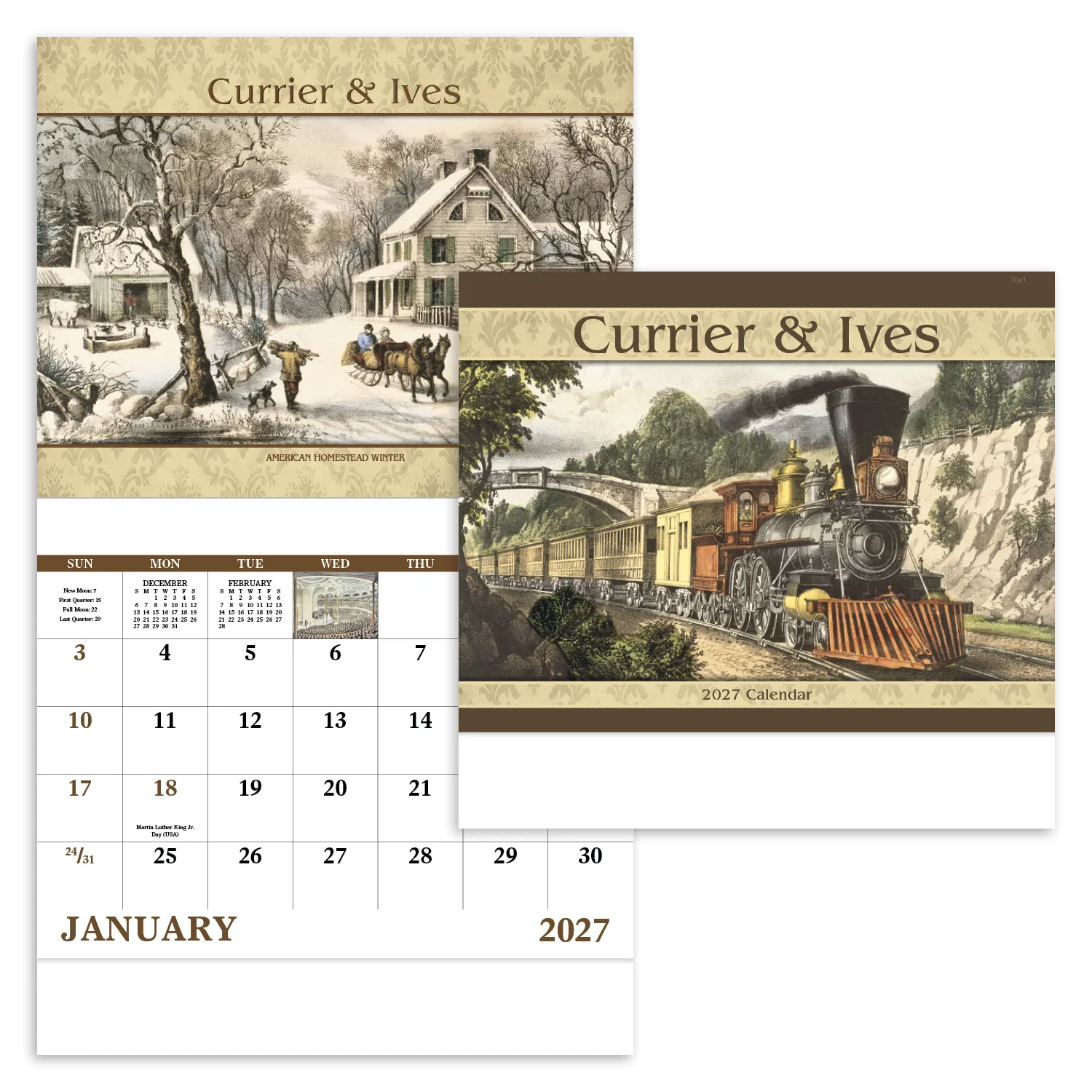 Currier & Ives Wall Calendar Stapled FSC Paper - 19 x 11 in - product view 20