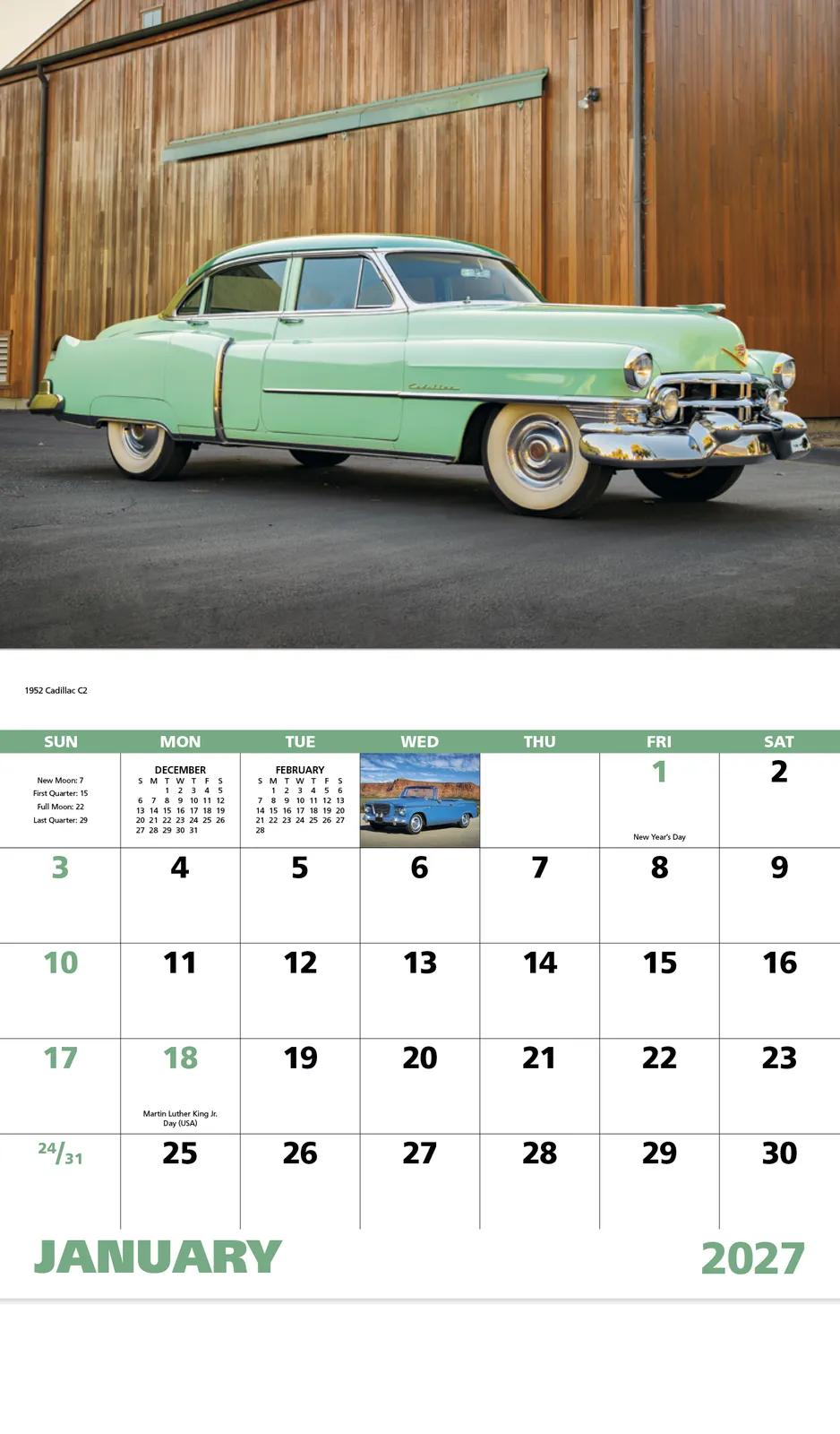 Classic Auto Wall Calendar Stapled FSC Gloss Paper - 19 x 11 in - product view 5