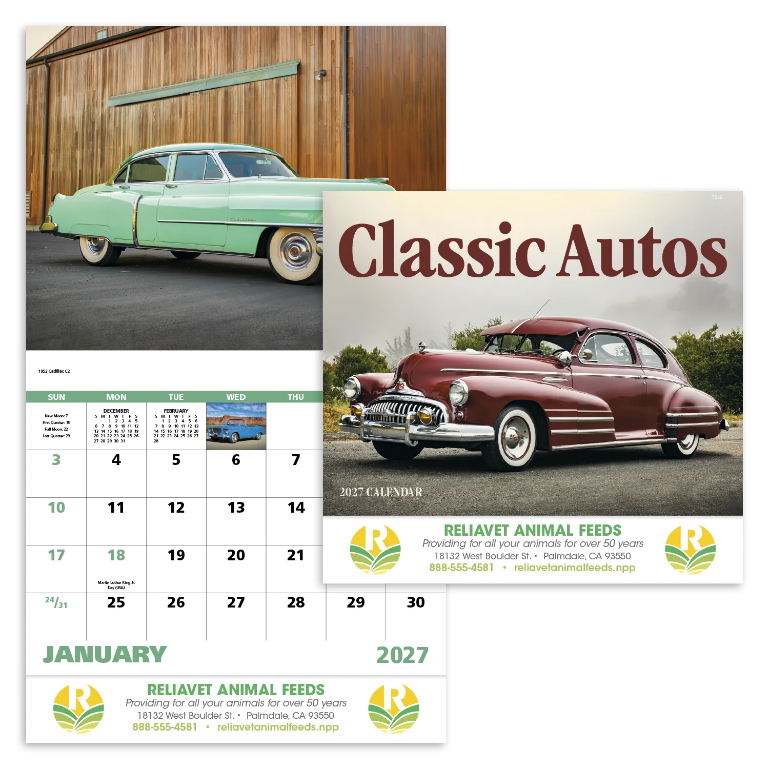 Classic Auto Wall Calendar Stapled FSC Gloss Paper - 19 x 11 in - product view 19