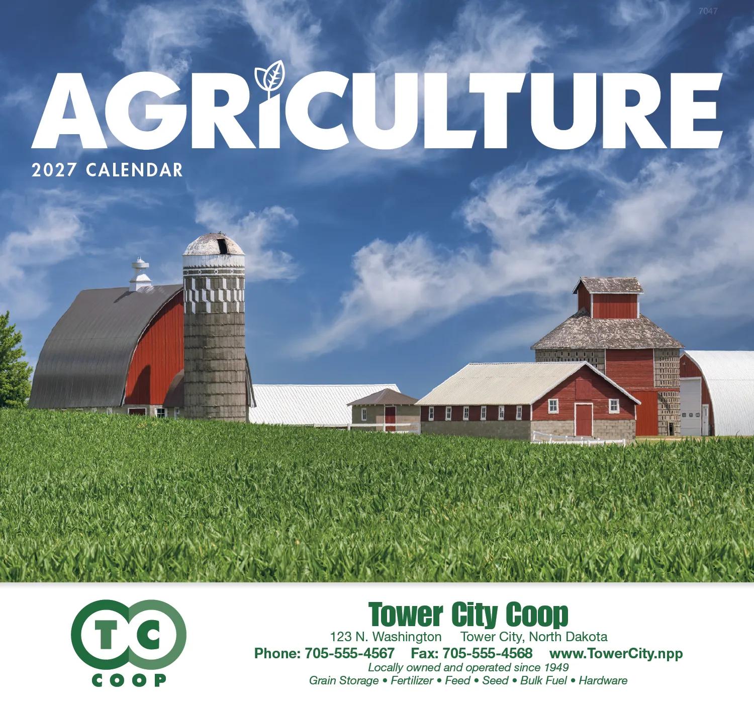 Agriculture Wall Calendar Stapled FSC Paper - 19 x 11 in - product view 2