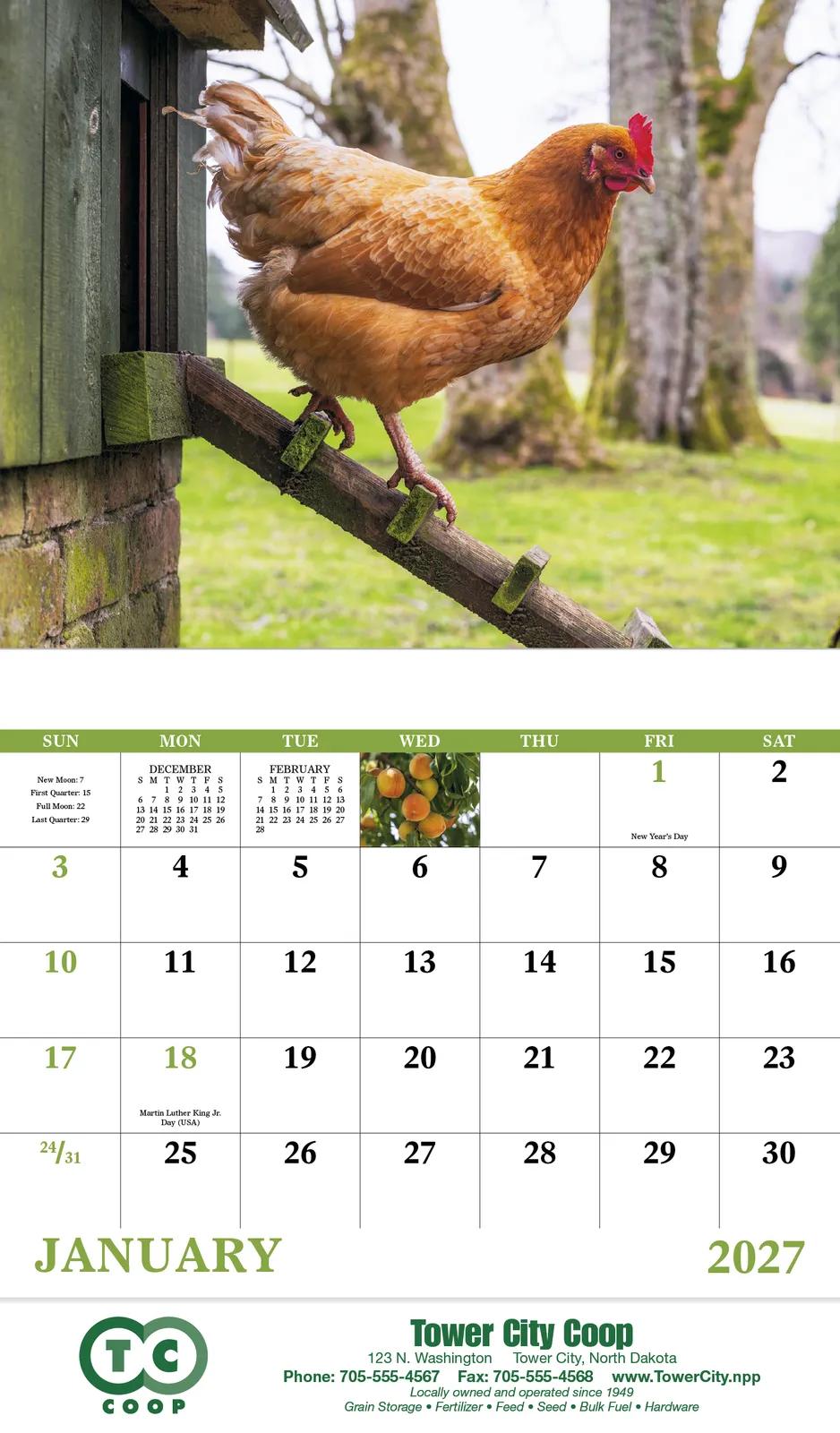 Agriculture Wall Calendar Stapled FSC Paper - 19 x 11 in - product view 4