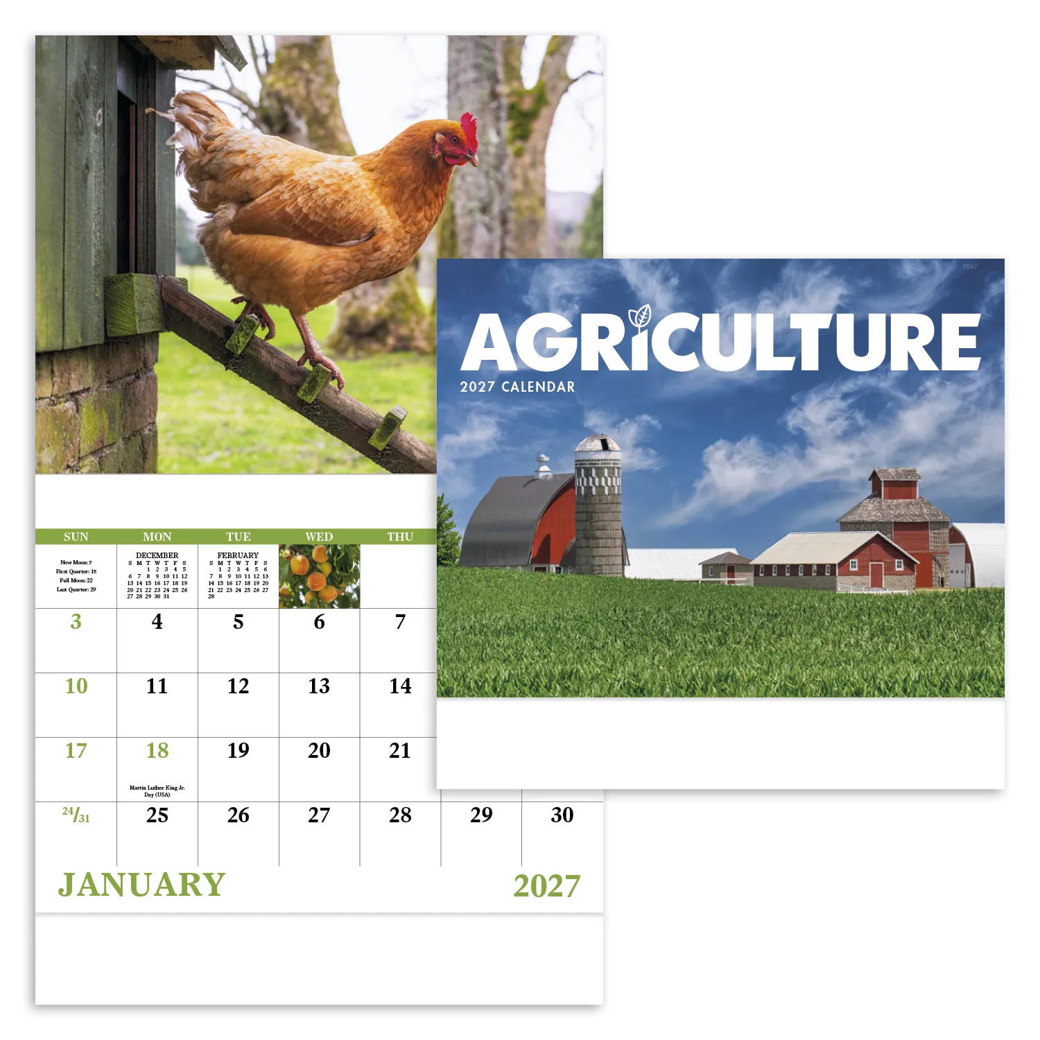 Agriculture Wall Calendar Stapled FSC Paper - 19 x 11 in - product view 20