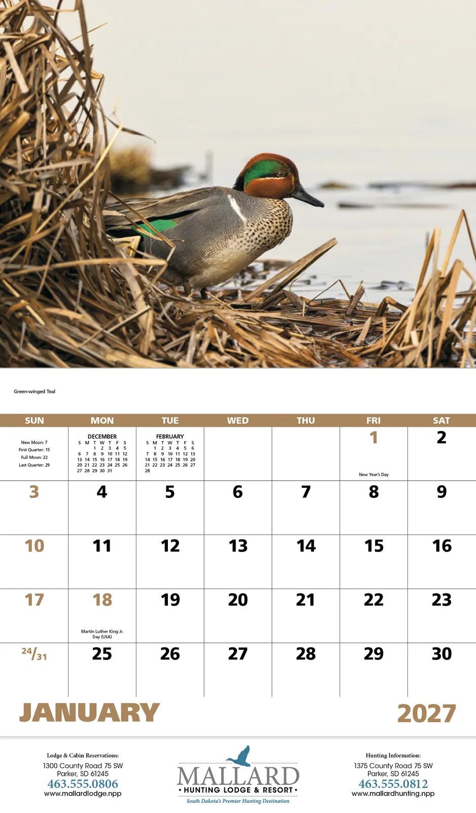 Waterfowl Wall Calendar Stapled FSC Paper - 19 x 11 in - product view 4