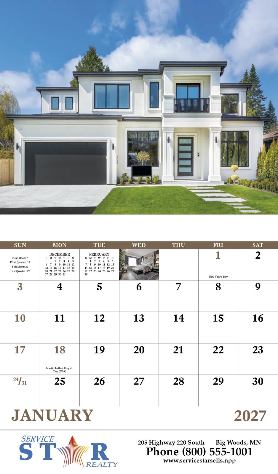 Welcome Home Wall Calendar Stapled FSC Paper - 19 x 11 in - product view 4