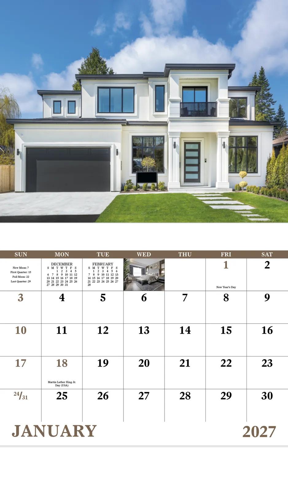 Welcome Home Wall Calendar Stapled FSC Paper - 19 x 11 in - product view 5