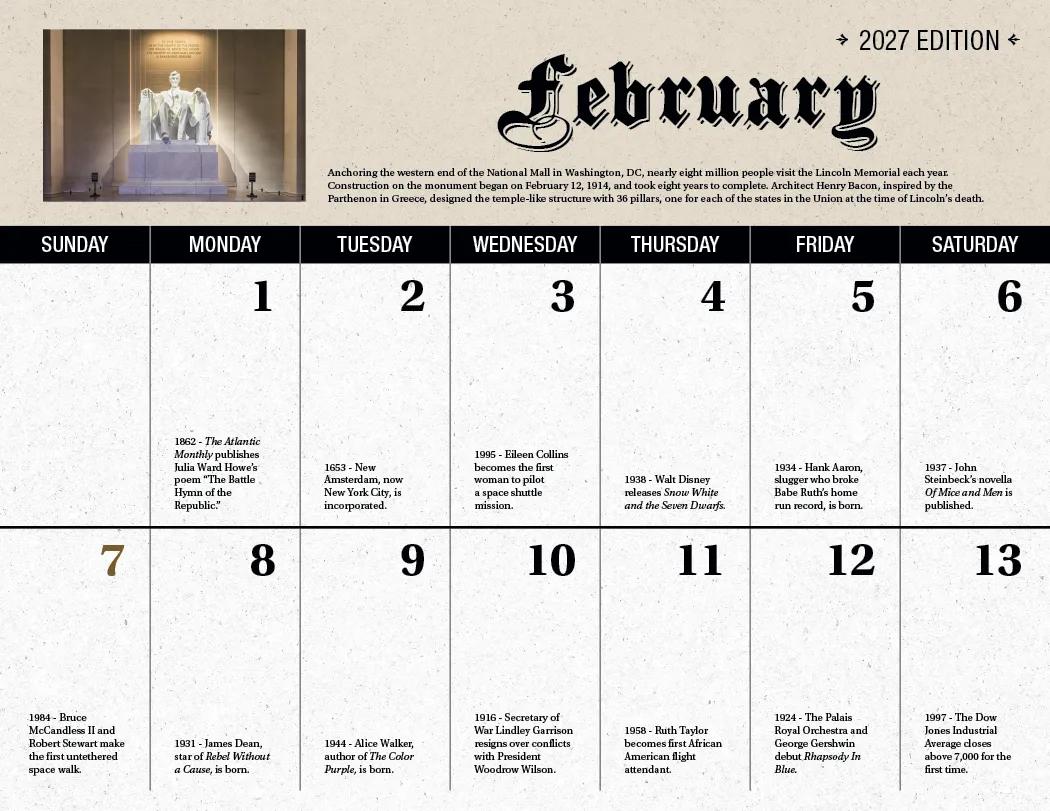 Daily History Wall Calendar Stapled FSC Paper - 19 x 11 in - product view 8