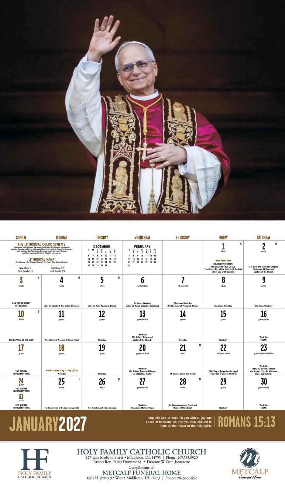 Catholic Spirit Wall Calendar Stapled FSC Paper - 19 x 11 in - product view 11