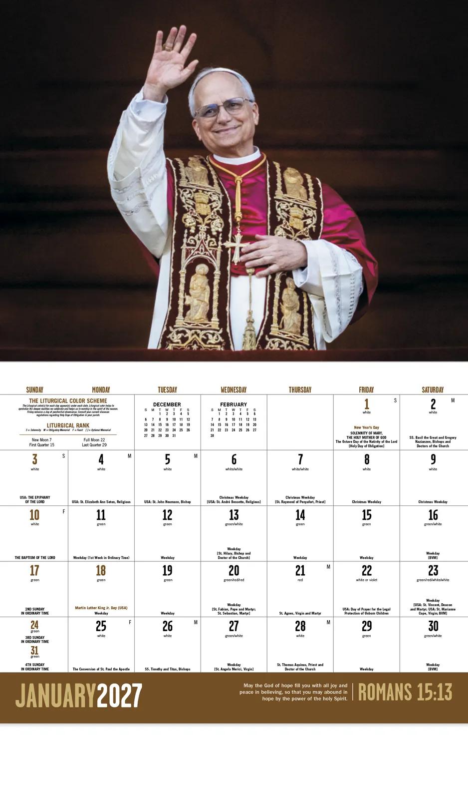 Catholic Spirit Wall Calendar Stapled FSC Paper - 19 x 11 in - product view 12