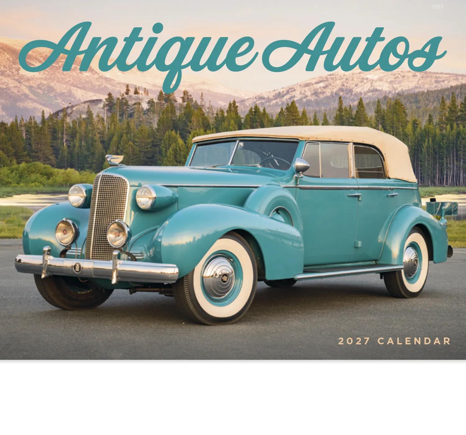 Antique Autos Wall Calendar Stapled FSC Paper - 19 x 11 in - product view 3