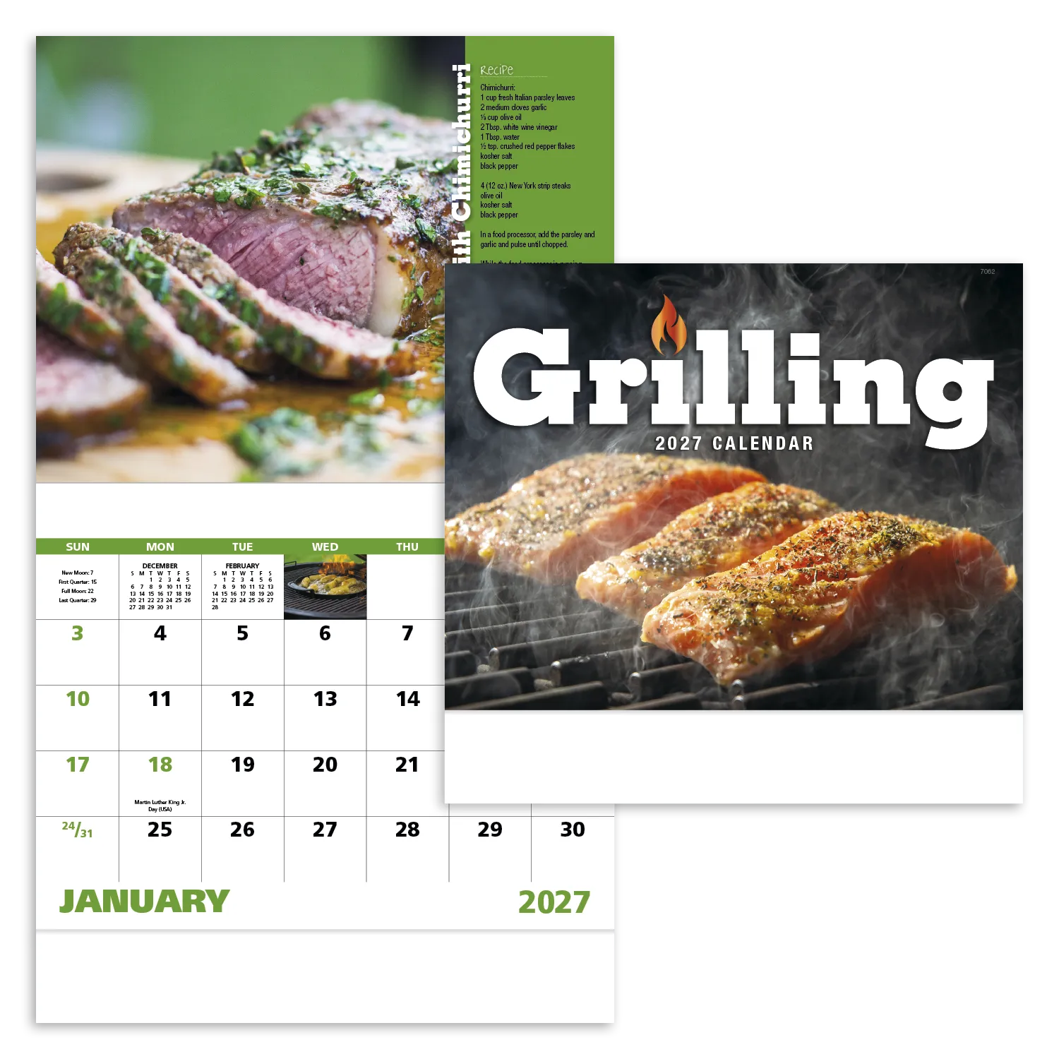 Grilling Wall Calendar with Recipes Stapled - 19 x 11 in - product view 20