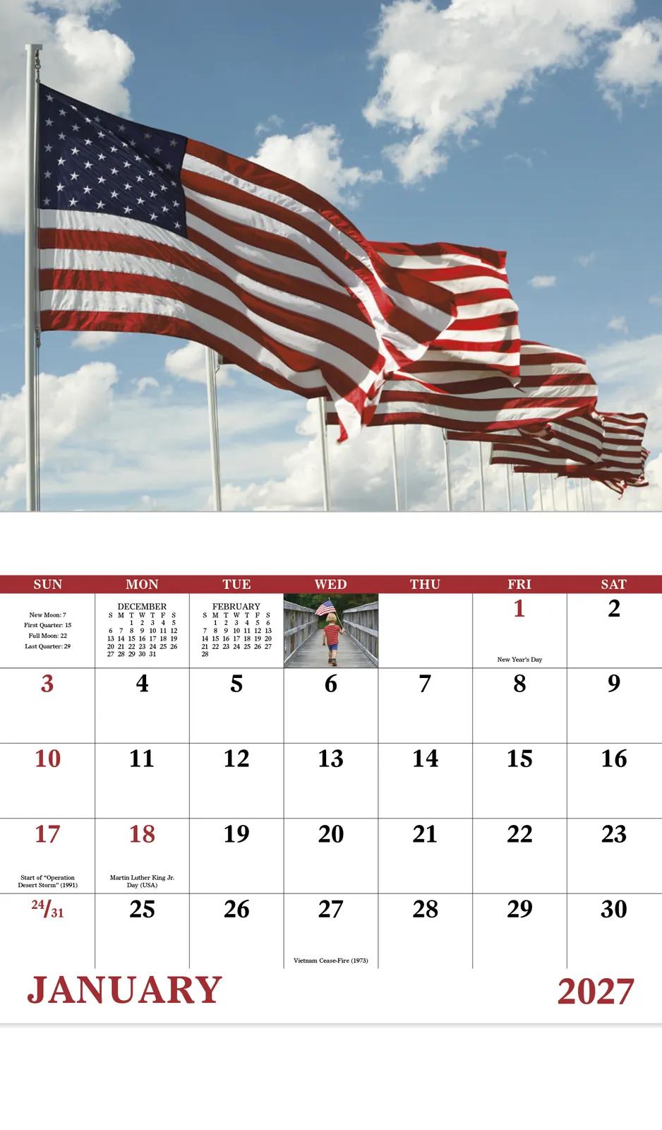 Celebrate America Wall Calendar Stapled FSC Paper - 19 x 11 in - product view 5