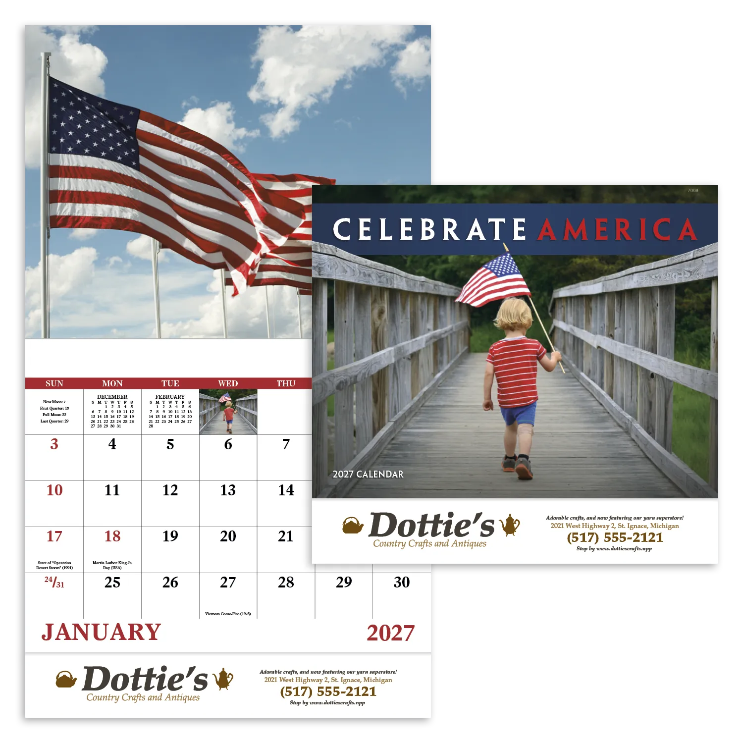 Celebrate America Wall Calendar Stapled FSC Paper - 19 x 11 in - product view 19