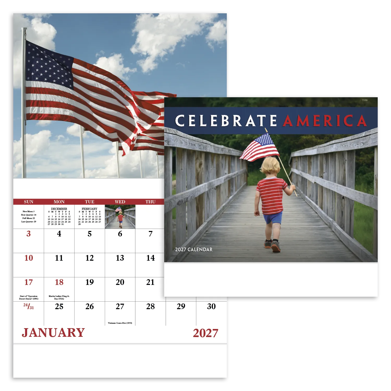 Celebrate America Wall Calendar Stapled FSC Paper - 19 x 11 in - product view 20