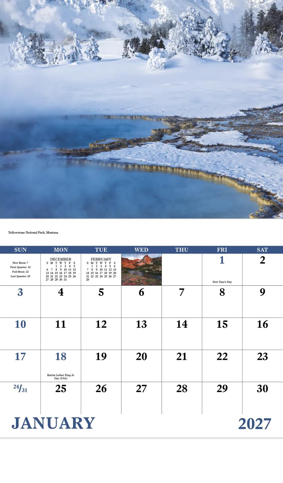 Rocky Mountains Wall Calendar Stapled FSC Paper - 19 x 11 in - product view 5