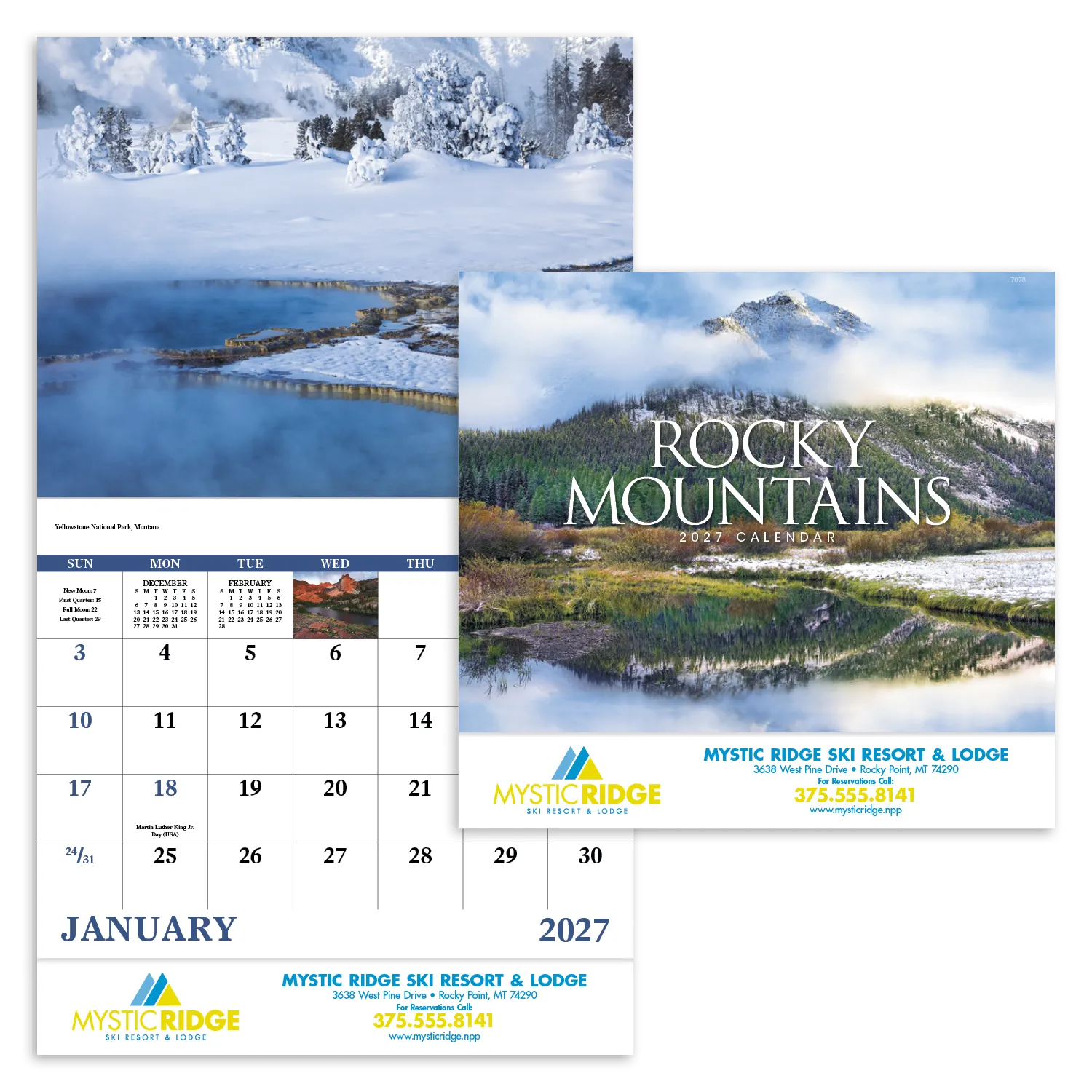 Rocky Mountains Wall Calendar Stapled FSC Paper - 19 x 11 in - product view 19