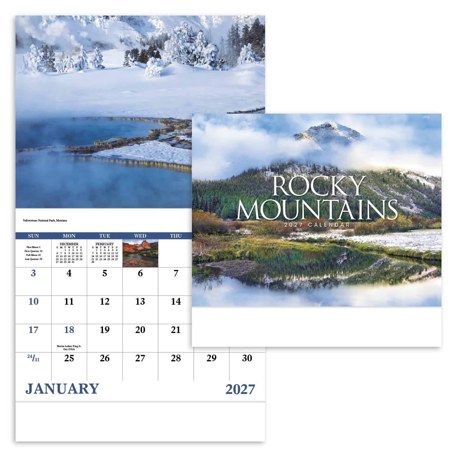 Rocky Mountains Wall Calendar Stapled FSC Paper - 19 x 11 in - product view 20