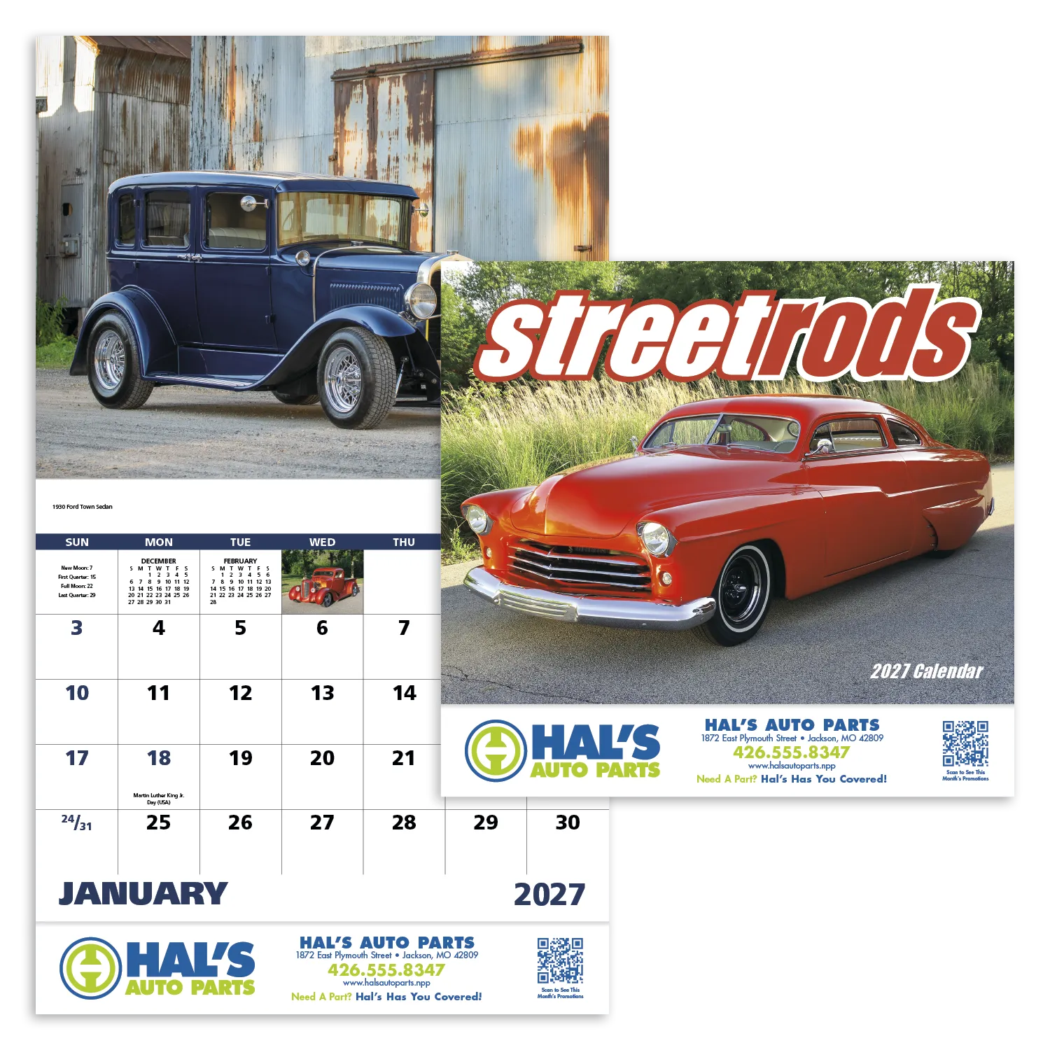 Street Rods Wall Calendar Stapled FSC Paper - 19 x 11 in - product view 17
