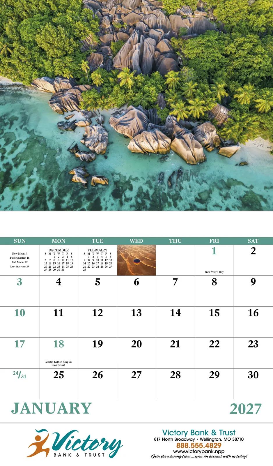 Aerial Photography Wall Calendar Stapled FSC - 18.5 x 11 in - product view 4