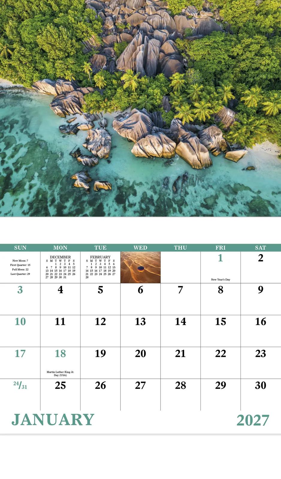 Aerial Photography Wall Calendar Stapled FSC - 18.5 x 11 in - product view 5
