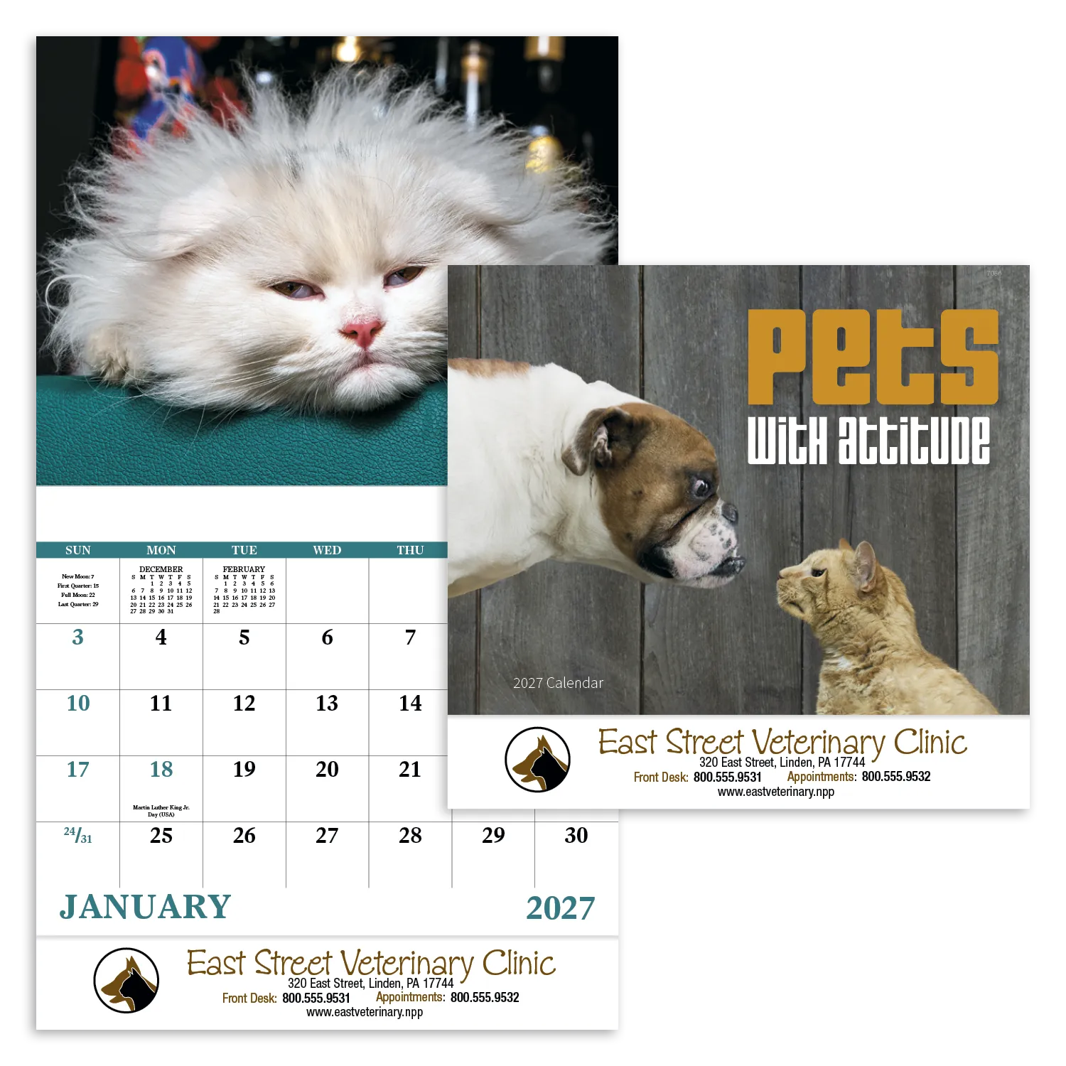 Funny Animals Wall Calendar Stapled FSC Paper - 19 x 11 in - product view 19