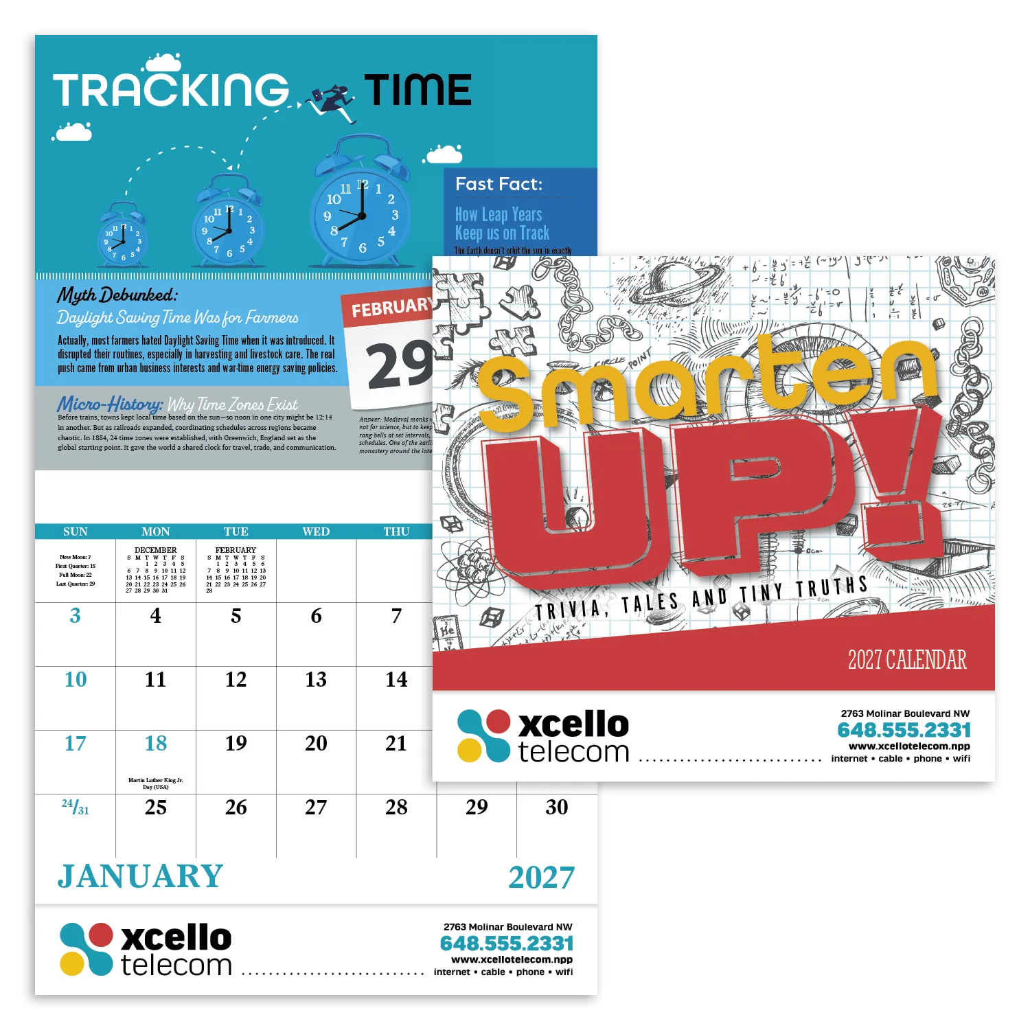 Trivia Facts Wall Calendar Stapled FSC Paper - 19 x 11 in - product view 2