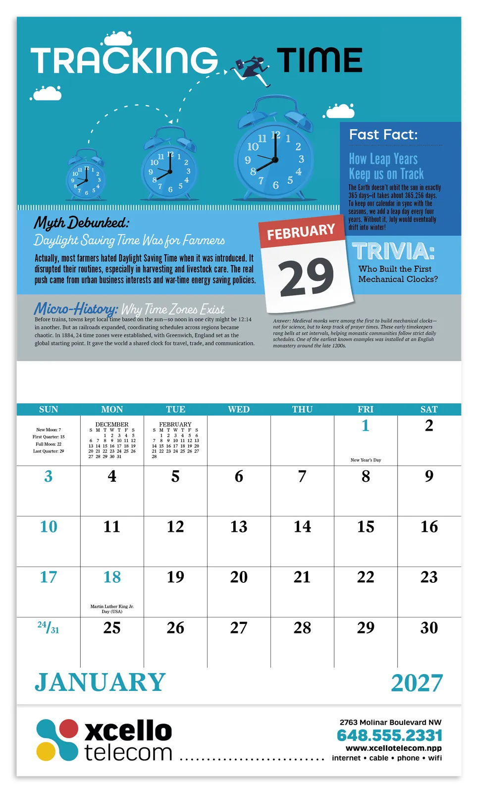 Trivia Facts Wall Calendar Stapled FSC Paper - 19 x 11 in - product view 5