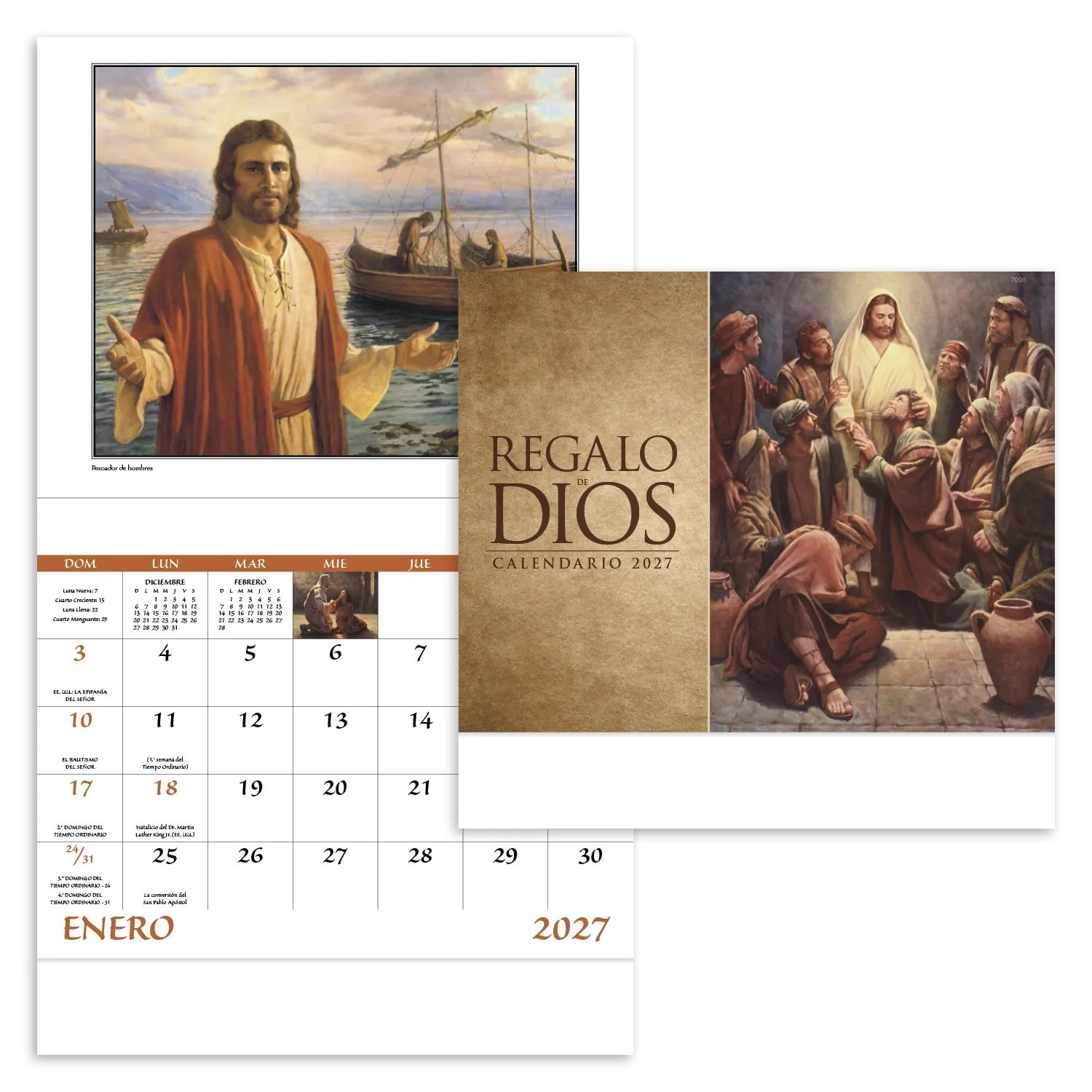 Catholic Spanish Wall Calendar Stapled FSC - 19 x 11 in - product view 20