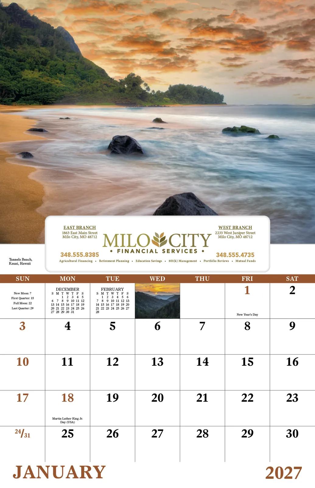 Landscapes America Window Calendar FSC Paper - 17.25 x 11 in - product view 3