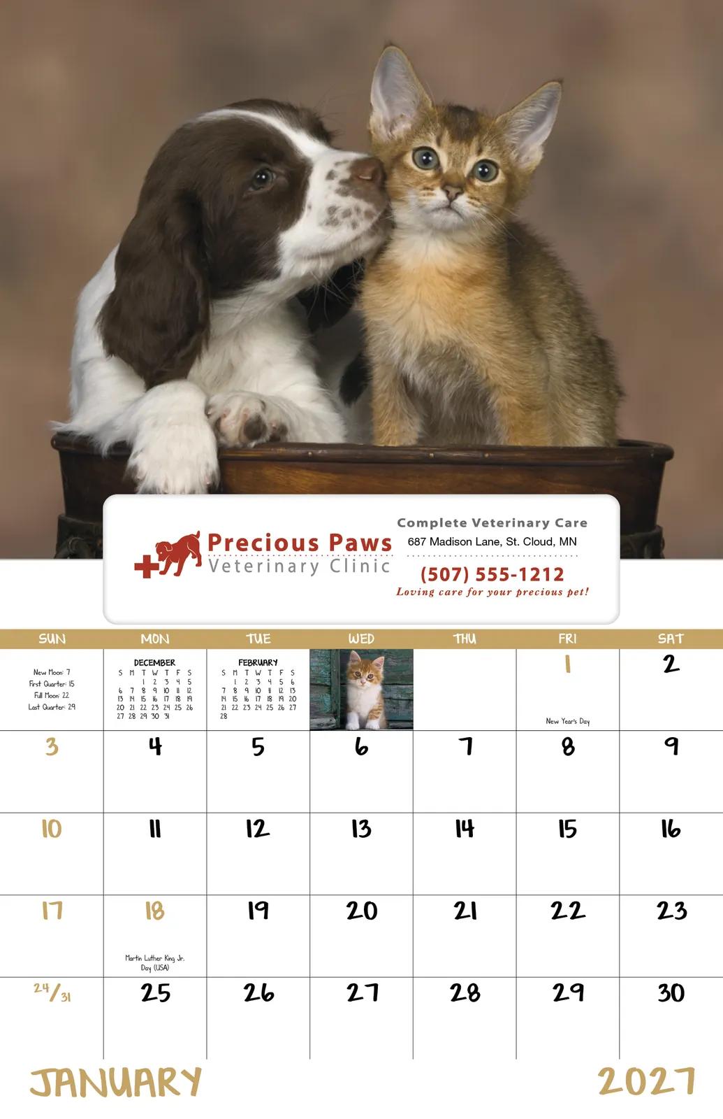 Puppies Kittens Window Calendar FSC Paper - 17.25 x 11 in - product view 3