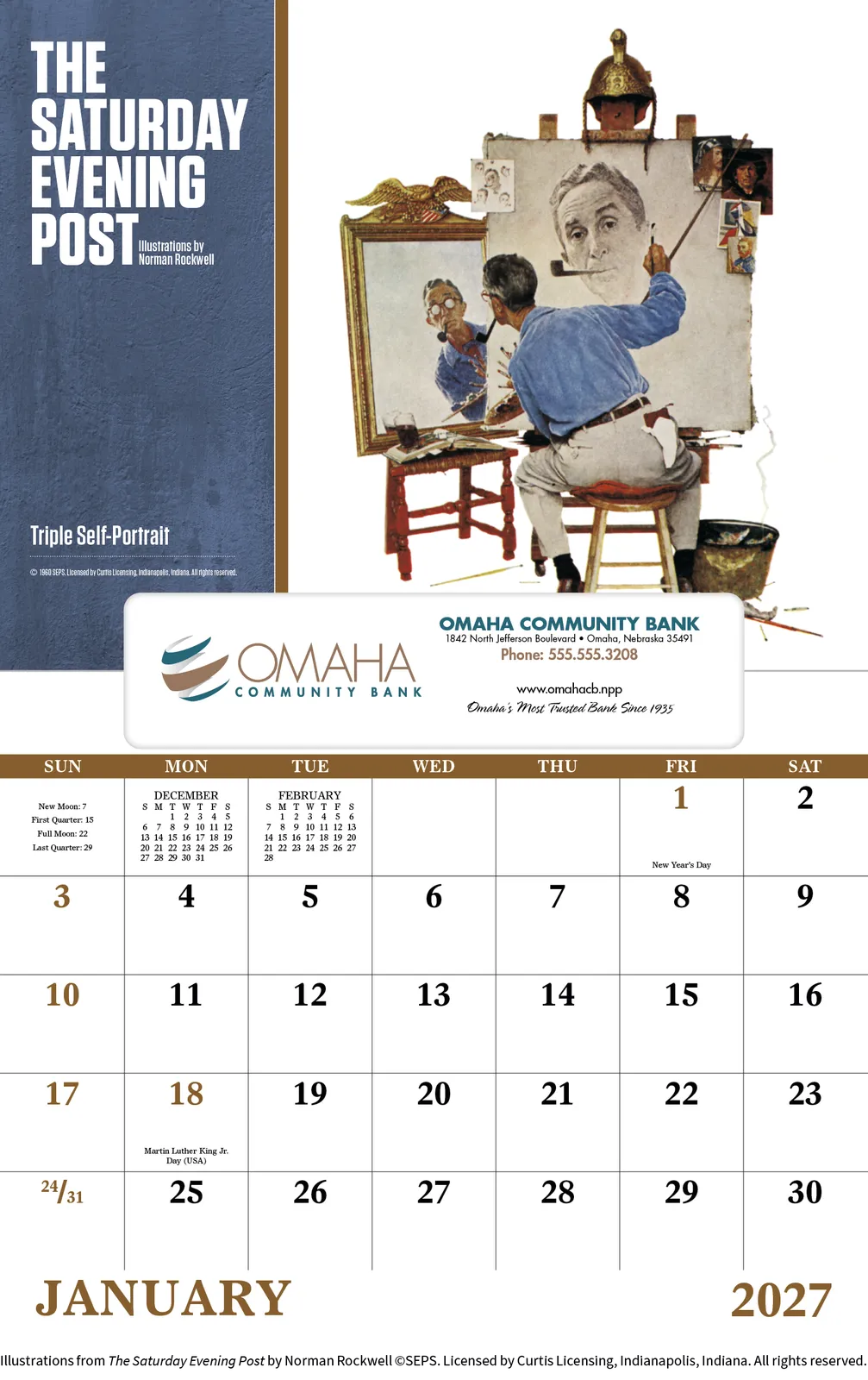 Norman Rockwell Window Calendar Saturday Evening Post - 17.25 x 11 in - product view 3