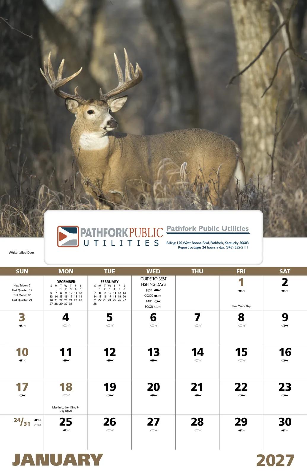 Wildlife Portraits Window Calendar North America - 17.25 x 11 in - product view 3
