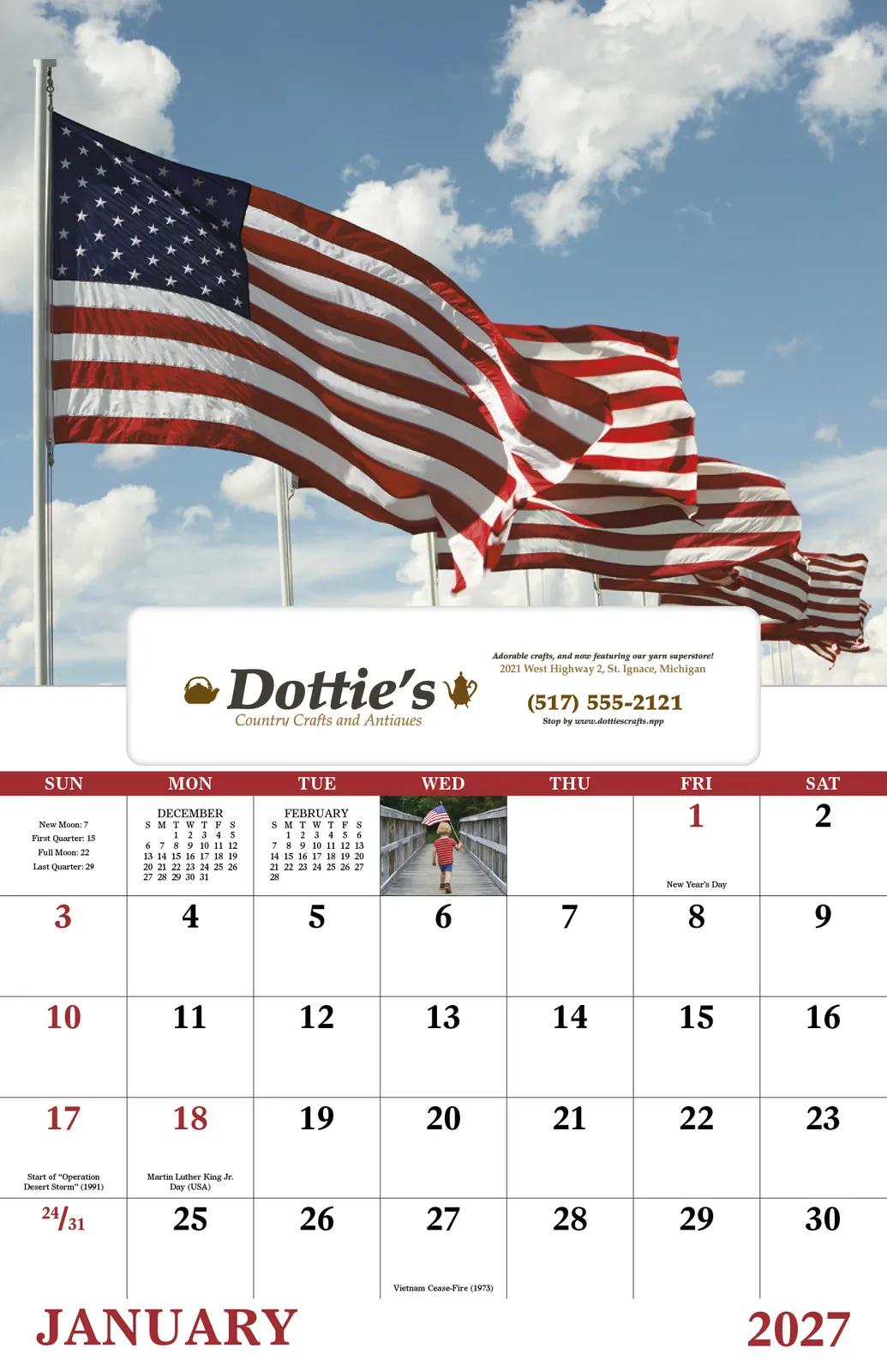 Celebrate America Window Calendar Patriotic FSC - 17.25 x 11 in - product view 3