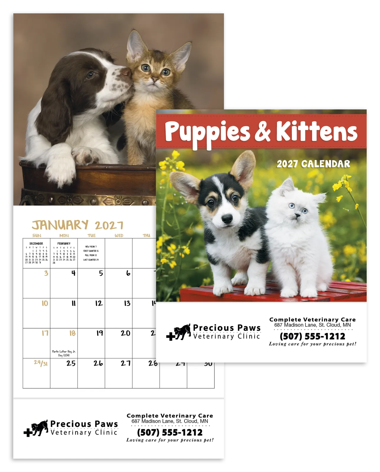 Puppies Kittens Mini Calendar FSC Gloss Paper - 12.125 x 5.75 in - product view 16