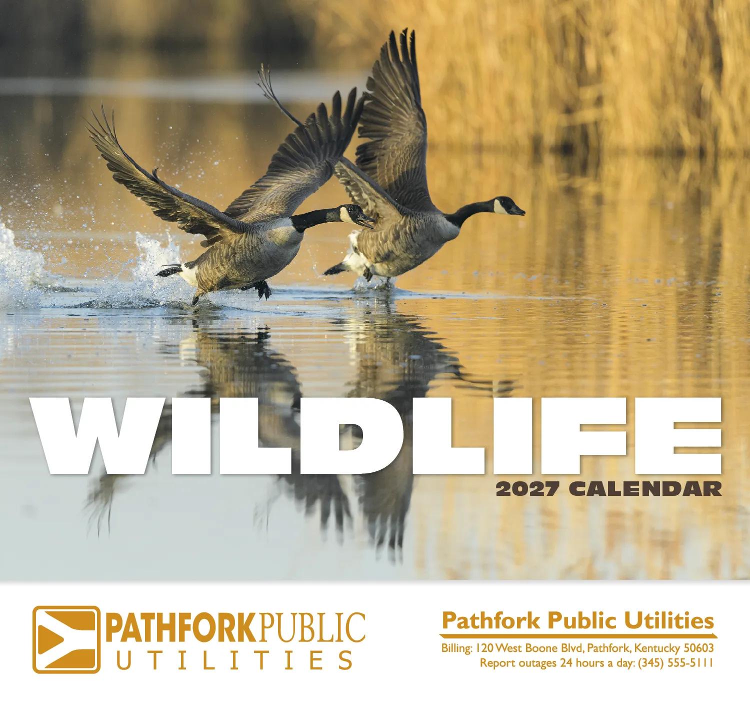 Wildlife Wall Calendar Stapled FSC Paper - 19 x 11 in - product view 2