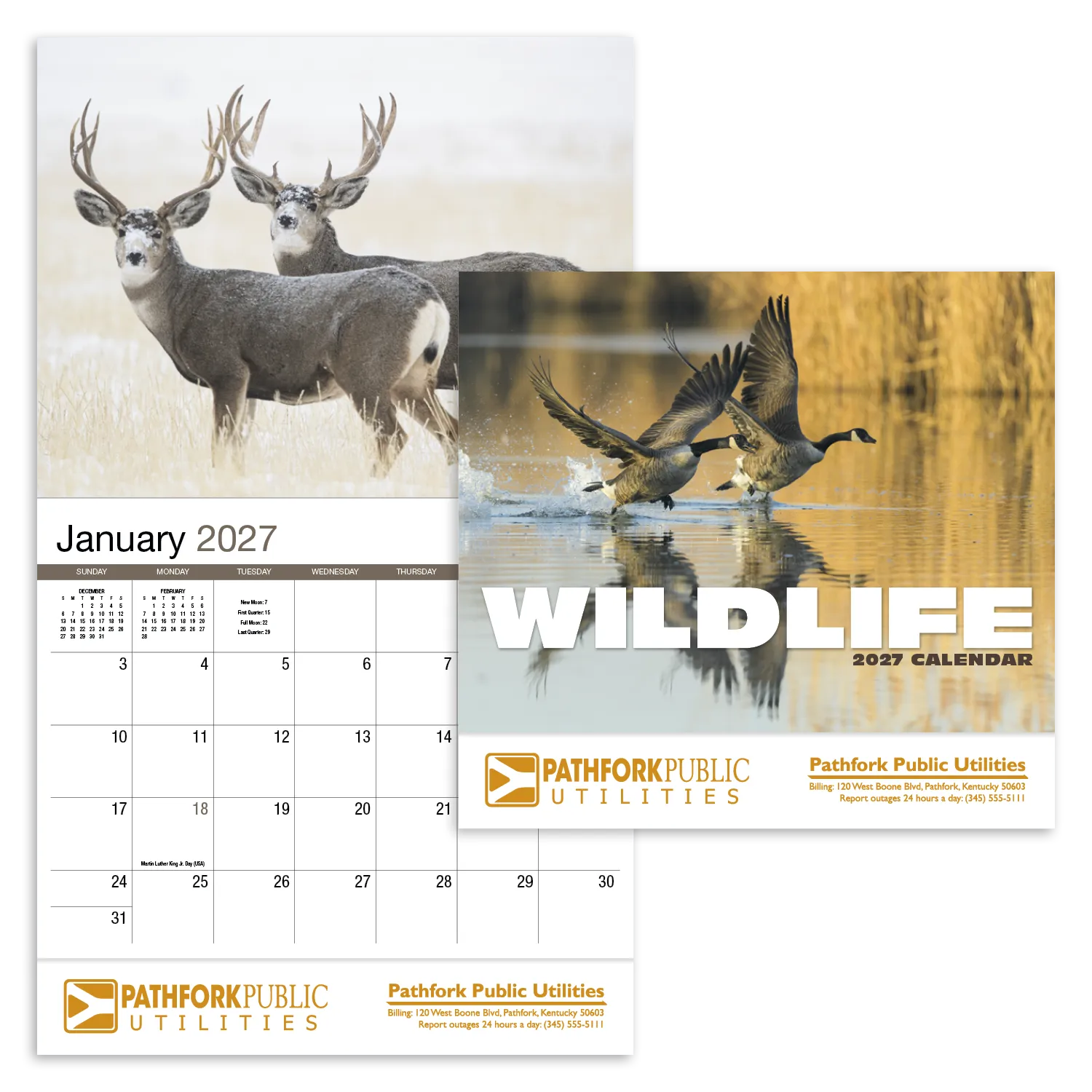 Wildlife Wall Calendar Stapled FSC Paper - 19 x 11 in - product view 19