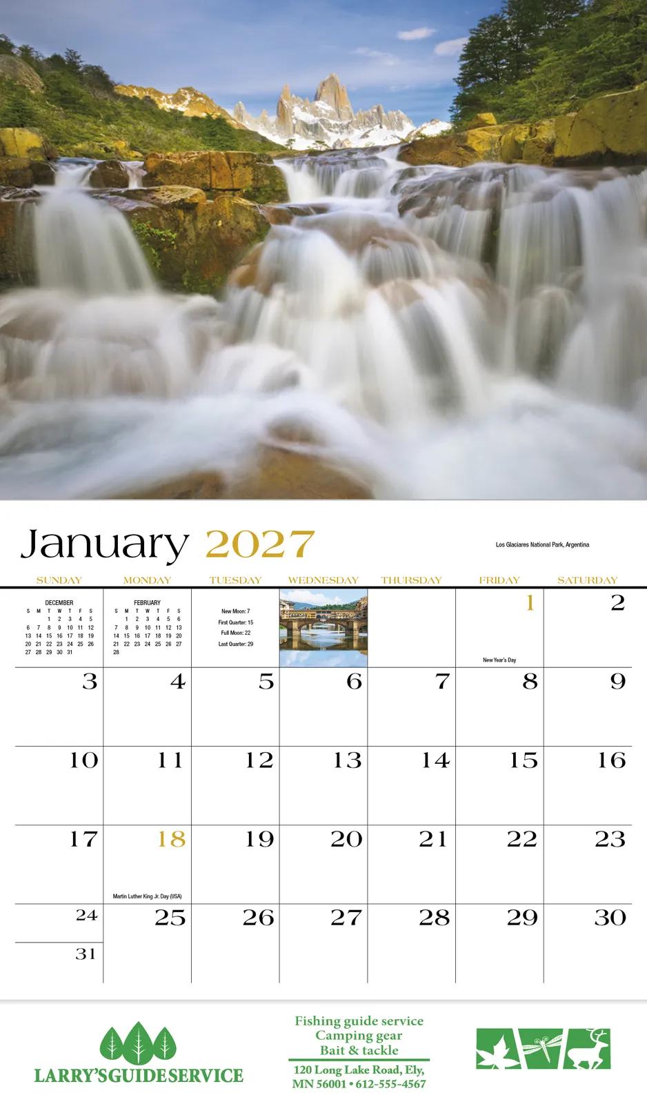 Travel Destinations Wall Calendar Stapled FSC - 19 x 11 in - product view 3