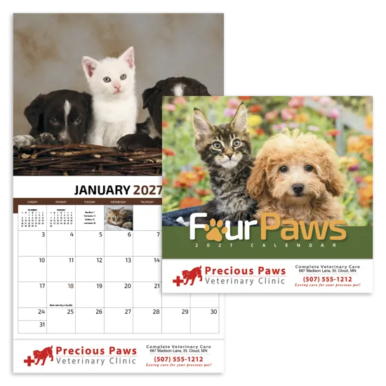 HotLine Products Four Paws Appointment Calendar - Stapled - promotional product with custom logo
