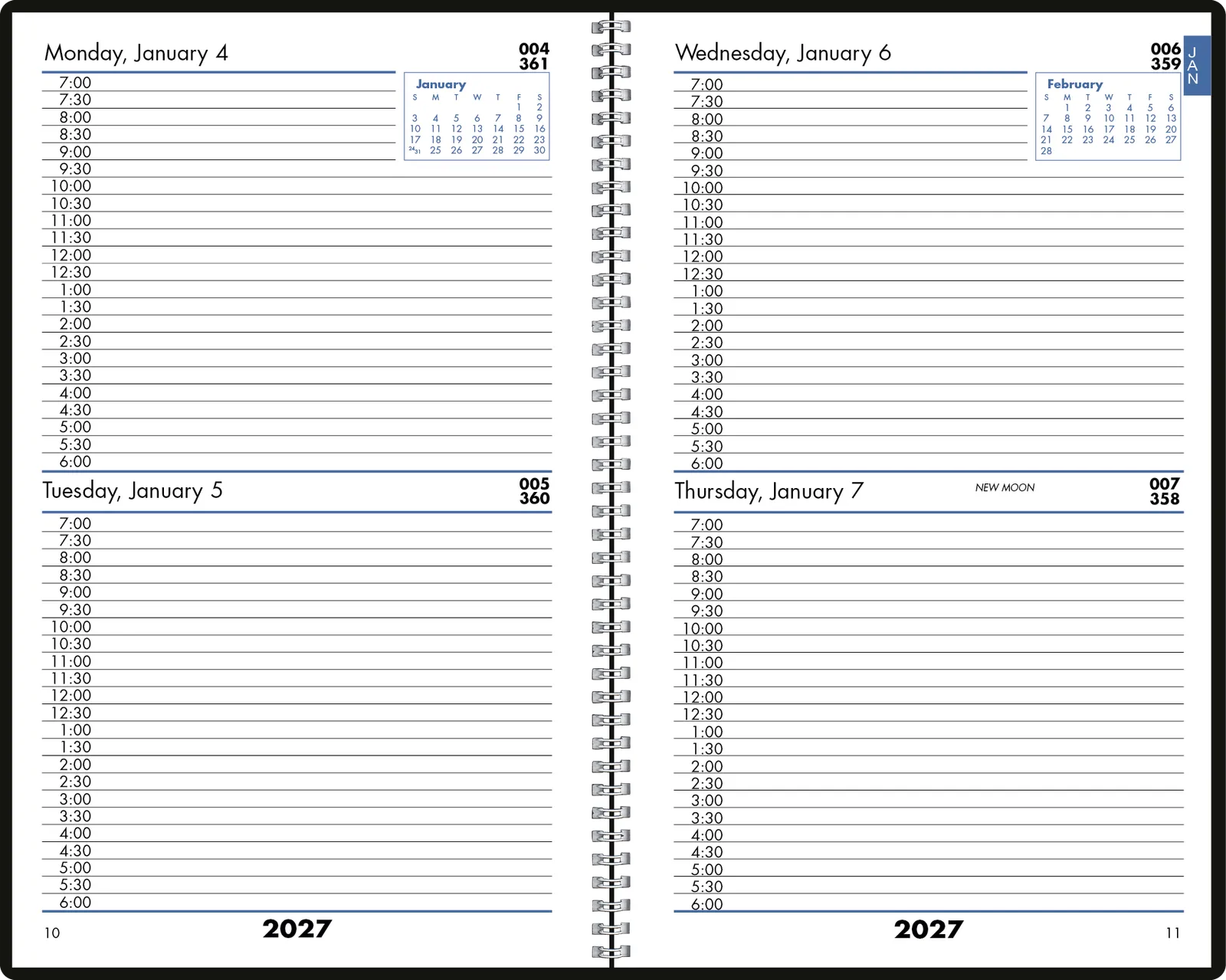 Daily Time Manager Planner Leatherette Half Hour - 8.32 x 11.48 in - product view 3