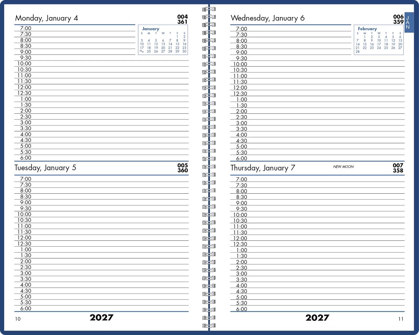 Daily Time Manager Planner Leatherette Half Hour - 8.32 x 11.48 in - product view 5