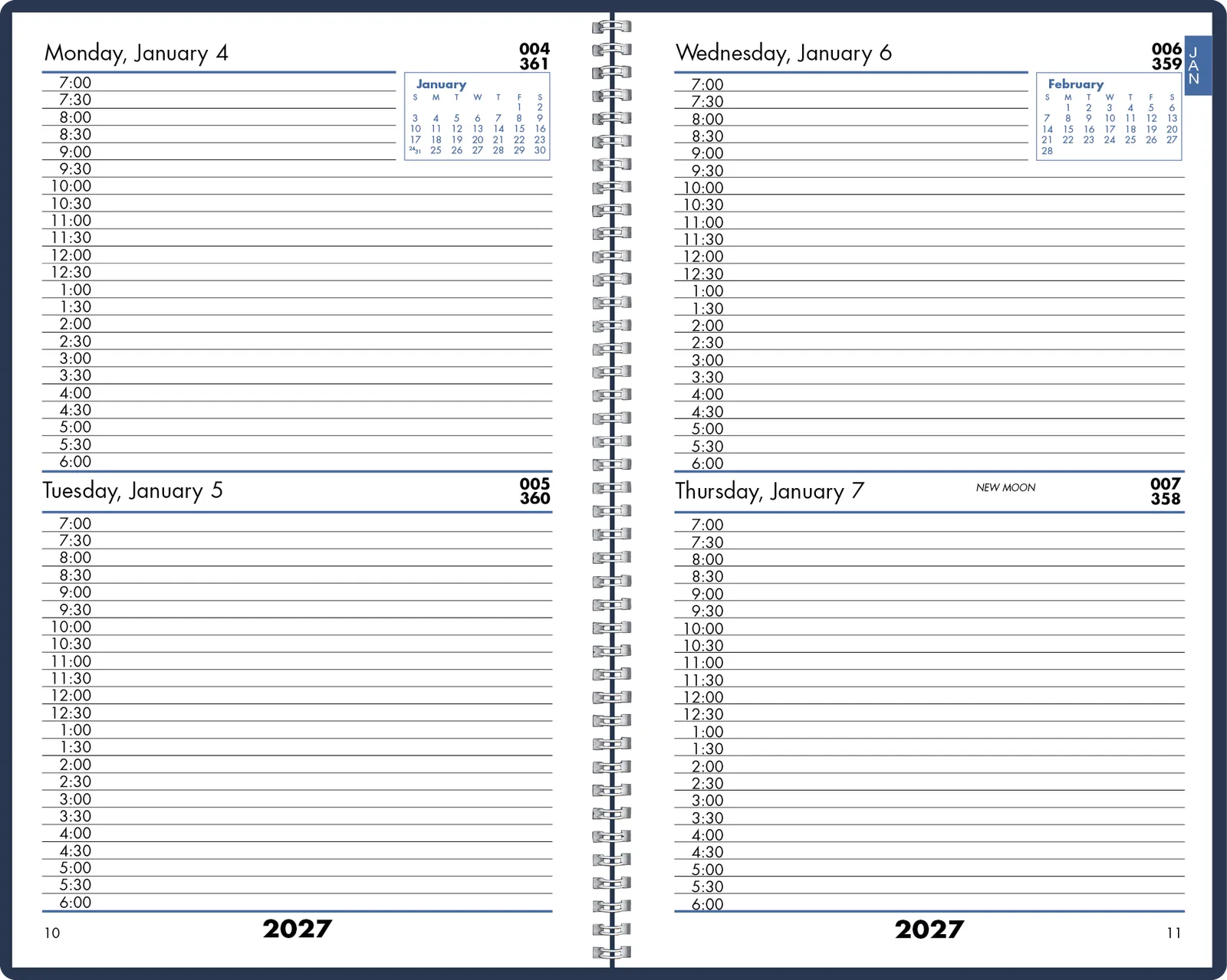 Daily Time Manager Planner Leatherette Half Hour - 8.32 x 11.48 in - product view 9