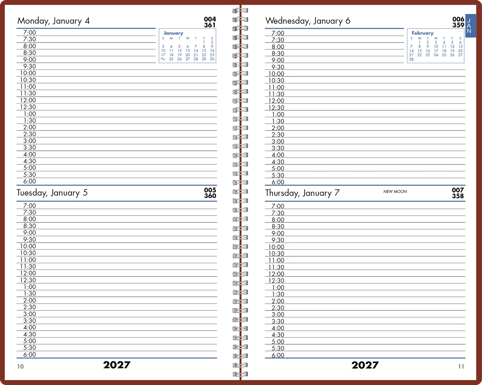 Daily Time Manager Planner Leatherette Half Hour - 8.32 x 11.48 in - product view 11