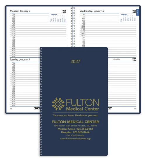 Daily Time Manager Planner Leatherette Half Hour - 8.32 x 11.48 in