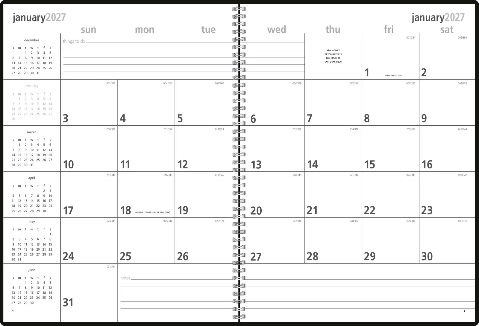 Monthly Weekly Planner Combined Leatherette - 11.31 x 17.56 in - product view 3