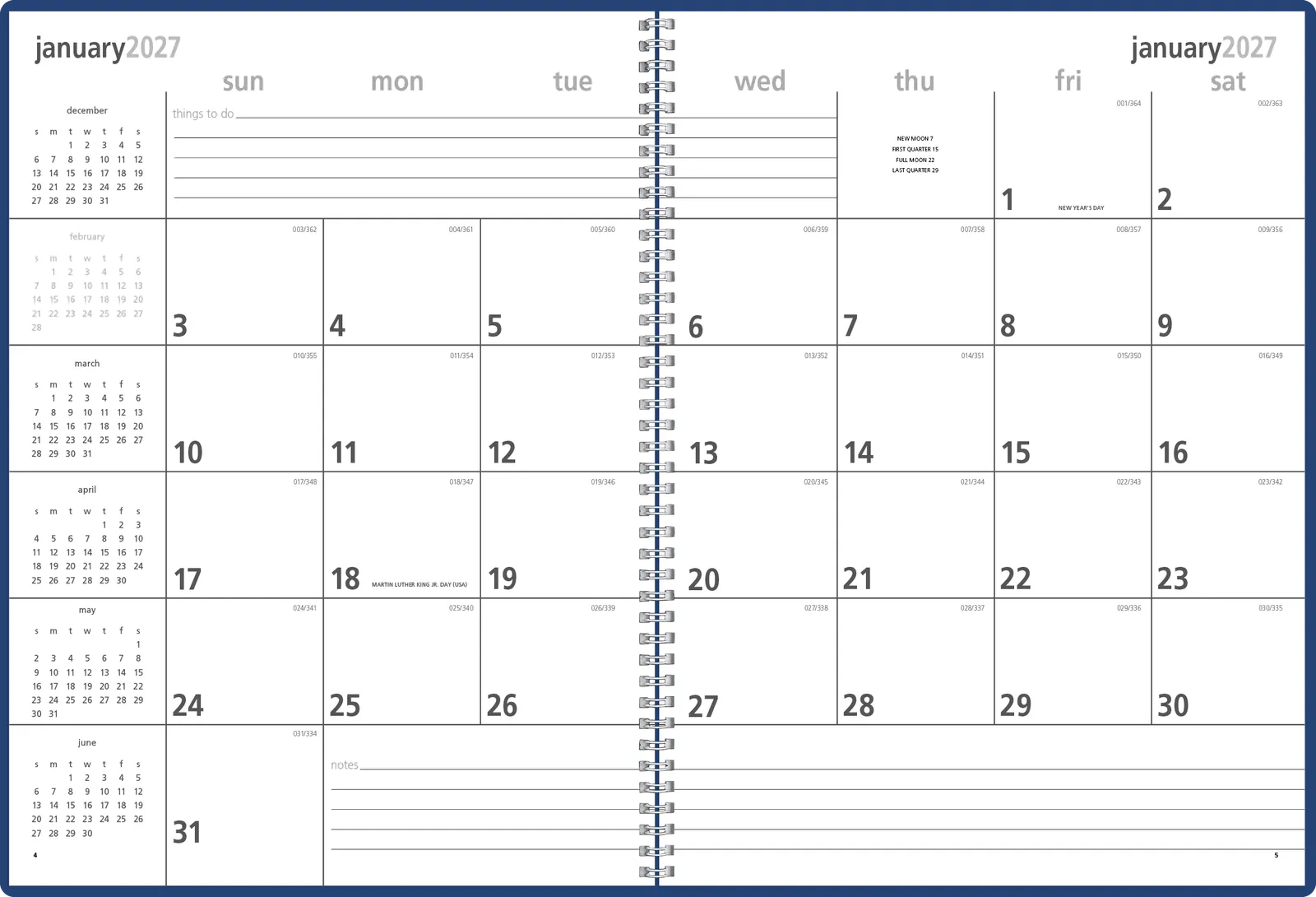 Monthly Weekly Planner Combined Leatherette - 11.31 x 17.56 in - product view 6